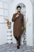 Load image into Gallery viewer, ER 480 Brown Edge Republic Kurta Pajama For Men With Monogram Emroided on Pocket