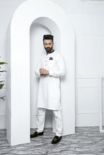 Load image into Gallery viewer, ER 468 White Edge Republic Kurta Pajama For Men with Removable Pocket Square