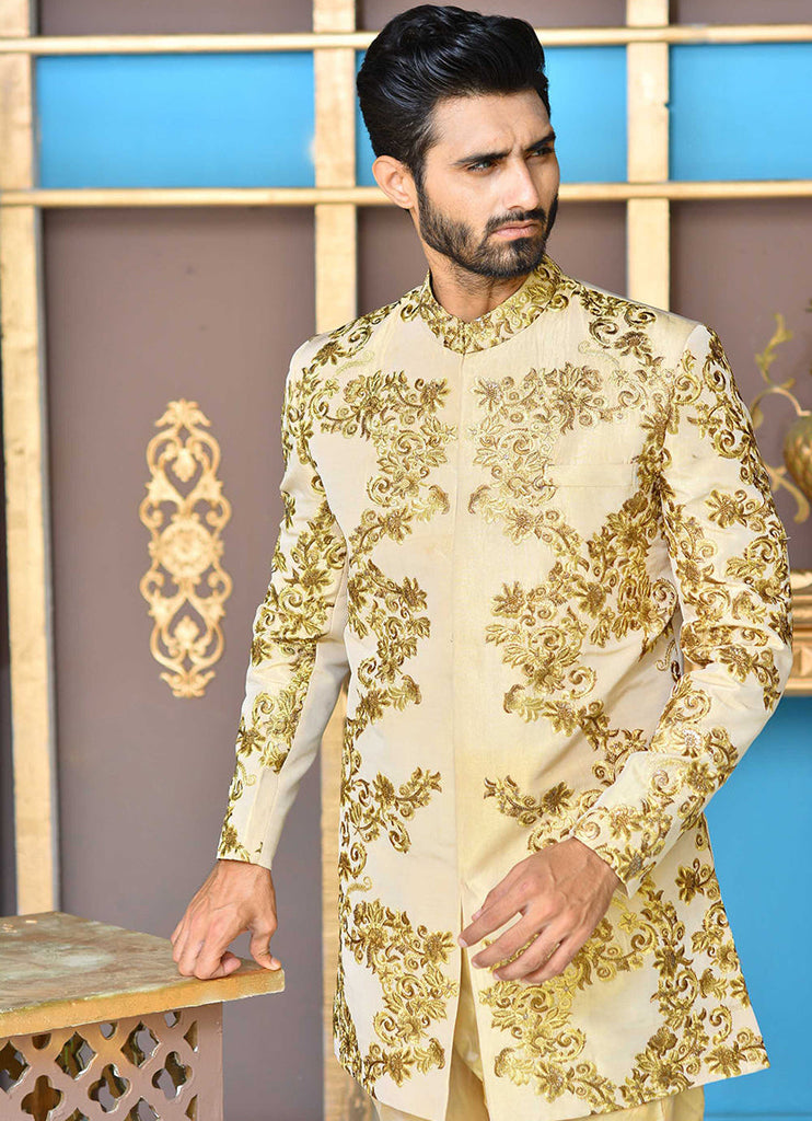 Er SH-079 Gold Copper Short Sherwani