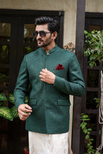 Load image into Gallery viewer, ER 2095 Green Sequence Embroidery wedding Prince Coat