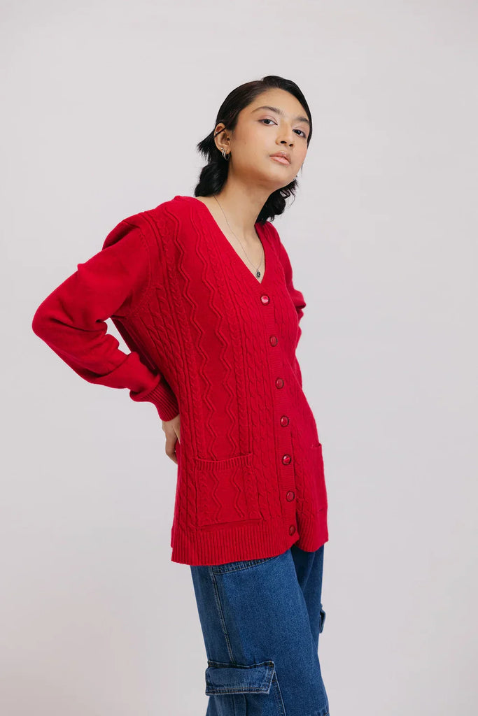 Full Sleeves V-Neck Cardigan Sweater