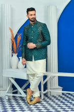 Load image into Gallery viewer, ER PC 2026 Royal Green Side Embroided Prince Coat with Zari work