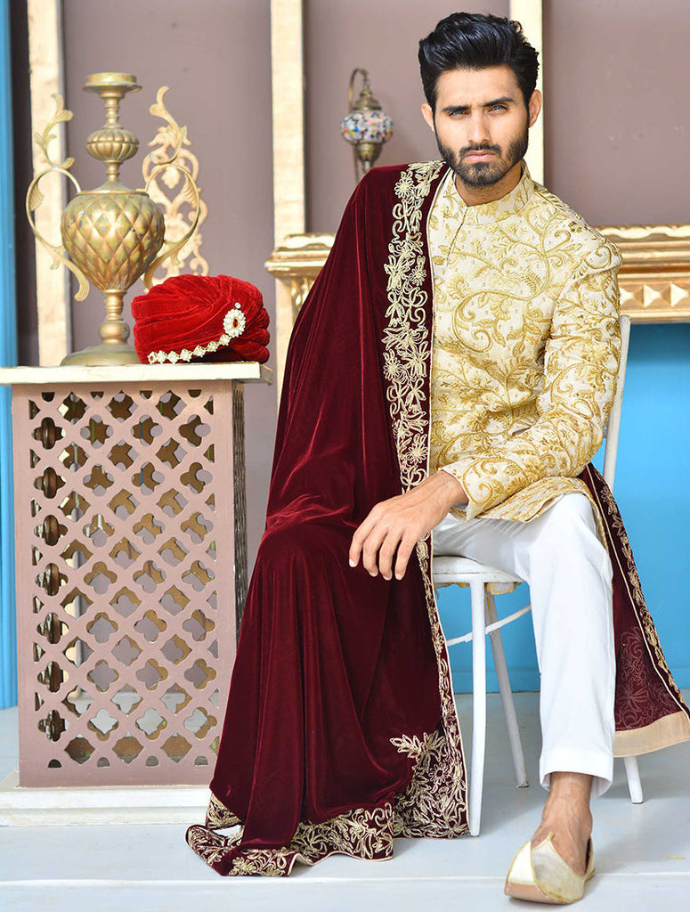 ER Sh-082 Gold Copper Sherwani FOr Groom