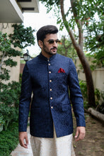 Load image into Gallery viewer, ER 2082 Navy BLue Chicken Embroidery wedding Prince Coat