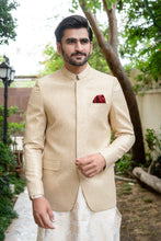 Load image into Gallery viewer, ER 2072 Ivory Beige Gold Mens Prince Coat For Men