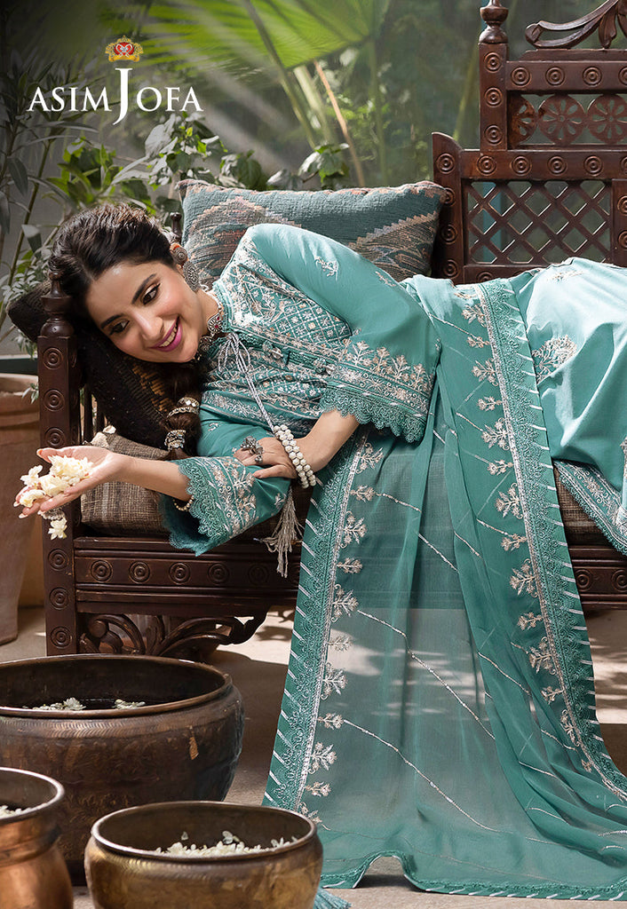 AJSW-28 EMBROIDERED LAWN SILK 3 PCS