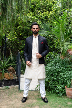 Load image into Gallery viewer, ER 2089 Black Embroided Wedding Nehru Jacket Prince Coat wedding