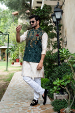 Load image into Gallery viewer, Er Green Mehndi Sangeet Waist Coat