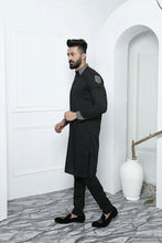 Load image into Gallery viewer, ER 487 Black Cut Collar Edge Republic Kurta Pajama For Men