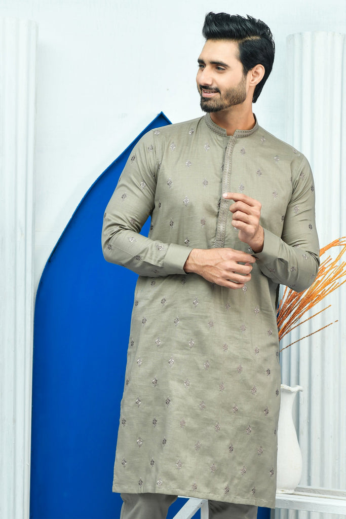 Chicken Kari EMB ED 106 Beige Sm1 Embroided Series Kurta Pajama