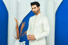 Load image into Gallery viewer, ER PC 2025 White Jamawar Boti Work Prince Coat