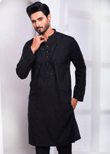 Load image into Gallery viewer, ER EMB 539 Black Uber Wash N wear With Resham Embroidery Kurta Pajama