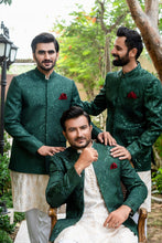 Load image into Gallery viewer, ER 2095 Green Sequence Embroidery wedding Prince Coat