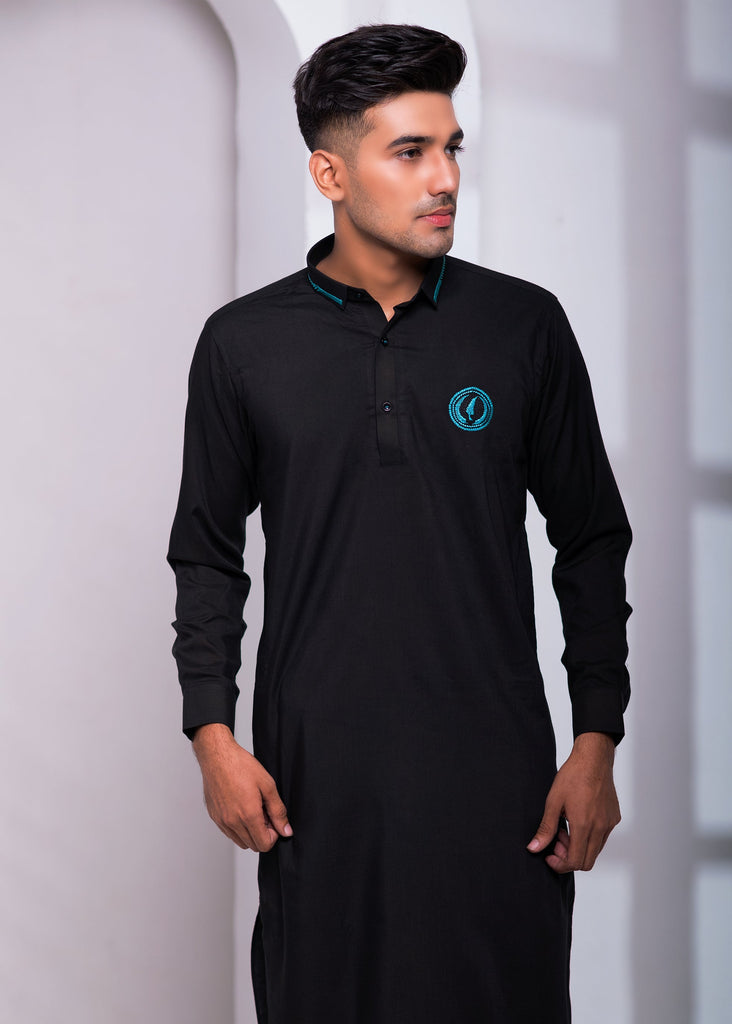 ER 543  EDGE REPUYBLIC Kurta Pajama Signature Logo with Collar EMb