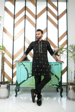 Load image into Gallery viewer, ER MR 34 Black Mirror Embroidery Kurta Pajama