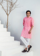 Load image into Gallery viewer, CK 722 Pink ChickanKari Kurta Pajama For Men