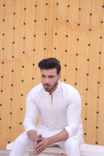 Load image into Gallery viewer, ER MR 39 White Mirror Work Loop Button Kurta Pajama Mirror Work For Men