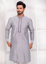 Load image into Gallery viewer, ER EMB 531 Grey Raw silk Mirror Embroidery Kurta Pajama