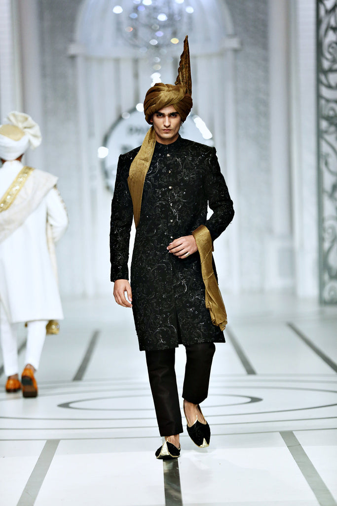 BCW 40 Groom Black Sherwani