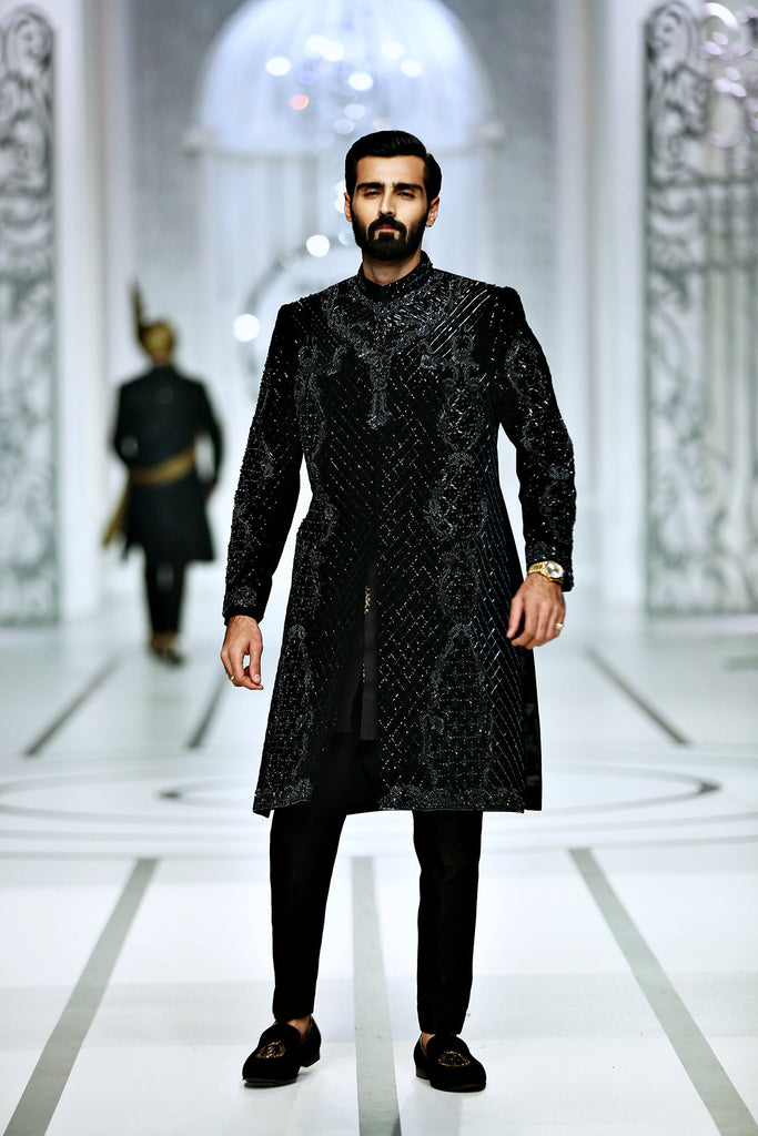 BCW 41 Black Sherwani For Groom