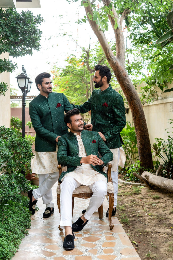 ER 2096 Green Bandh Gala Wedding Prince Coat