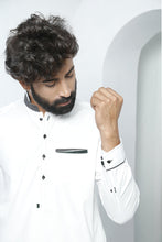 Load image into Gallery viewer, ER 491 White Polka Dot Edge Republic Kurta Pajama For Men