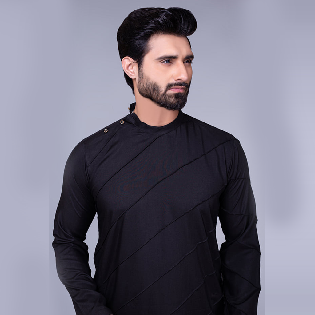 ER 196 Bandh Gala Dark Black