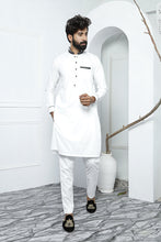 Load image into Gallery viewer, ER 491 White Polka Dot Edge Republic Kurta Pajama For Men