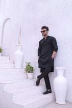 Load image into Gallery viewer, ER MR 43 Black Mirror Work PV Fabric Kurta Pajama Mirror Work For Men