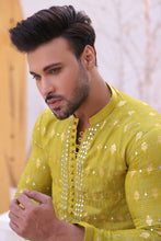 Load image into Gallery viewer, ER MR 44  FLouroscent Self Cotton Silk Fabric Kurta Pajama Mirror Work For Men