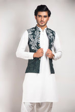 Load image into Gallery viewer, ER WC 1010 Green Silver embroided Waist Coats