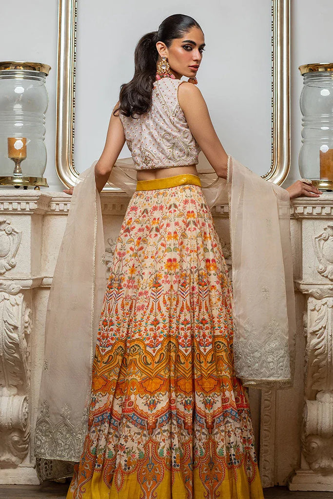 Threads & Motifs - Embroidered Blouse And Printed Lehenga (OFS)