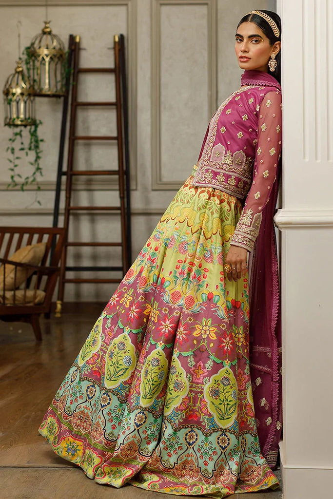 Threads & Motifs - Embroidered Jacket With Printed Lehenga