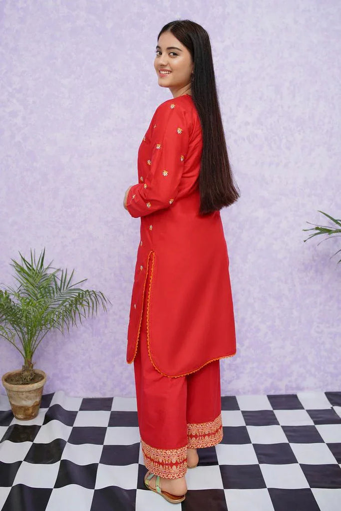 Modest - Girls Cotton Embroidered - 2 Piece Suit - 8475