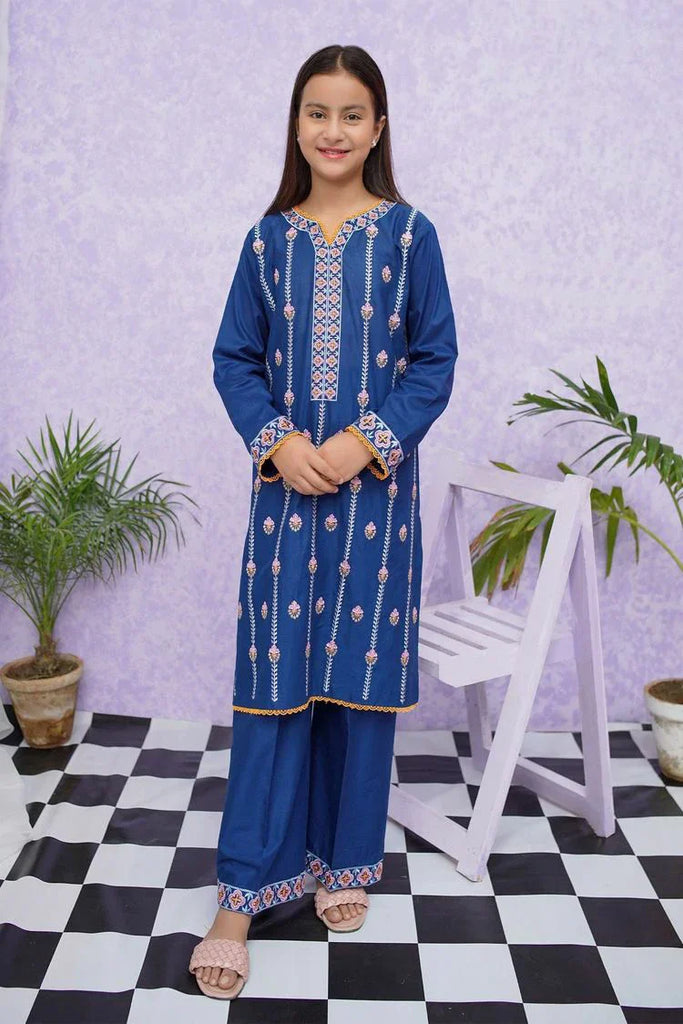 Modest - Girls Cotton Embroidered - 2 Piece Suit - 8495