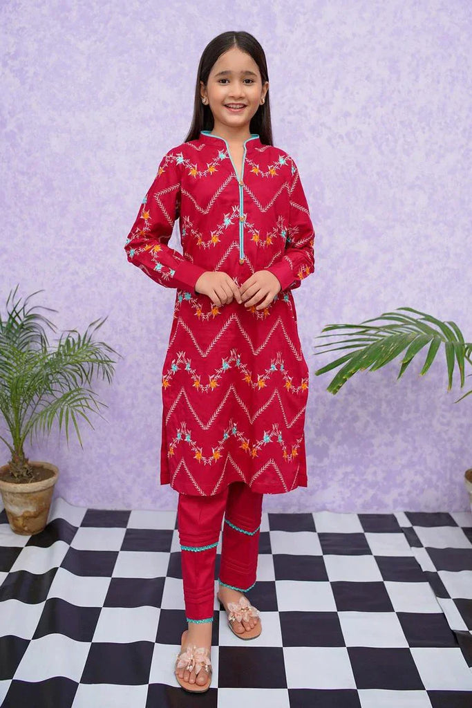 Modest - Girls Cotton Embroidered - 2 Piece Suit - 8545