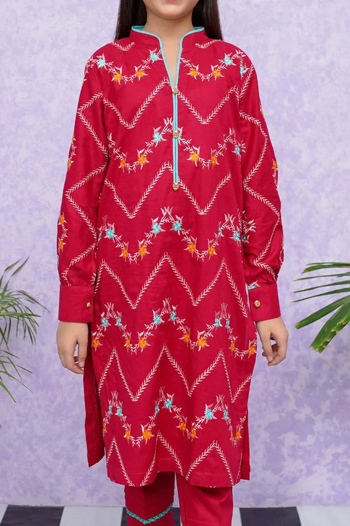 Modest - Girls Cotton Embroidered - 2 Piece Suit - 8545