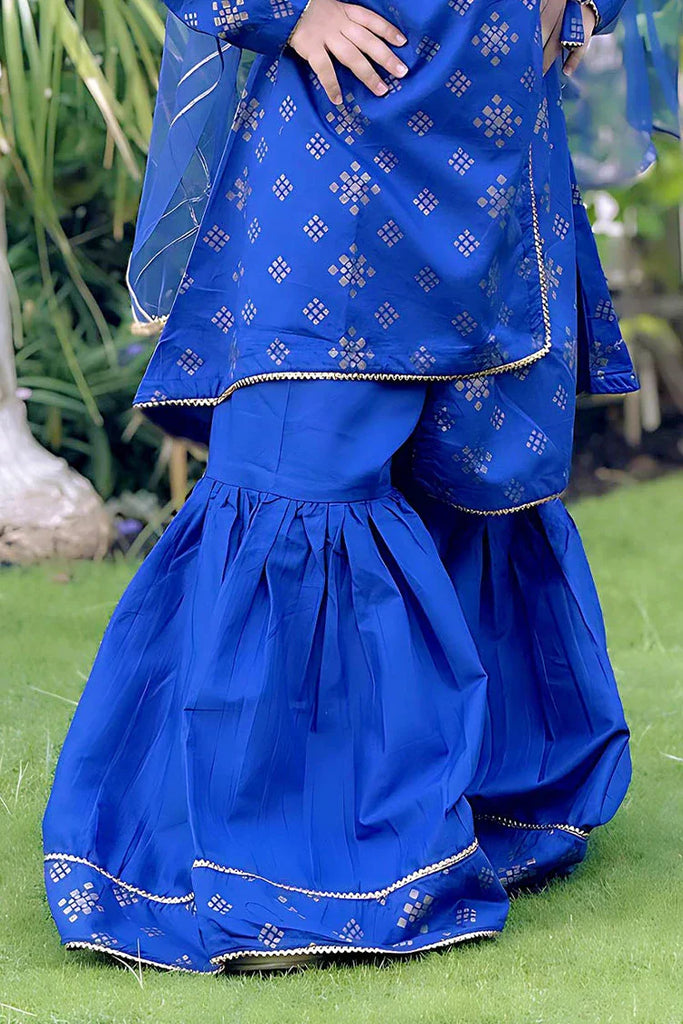 Girls Blue 3 Piece Cotton Suit - 8585