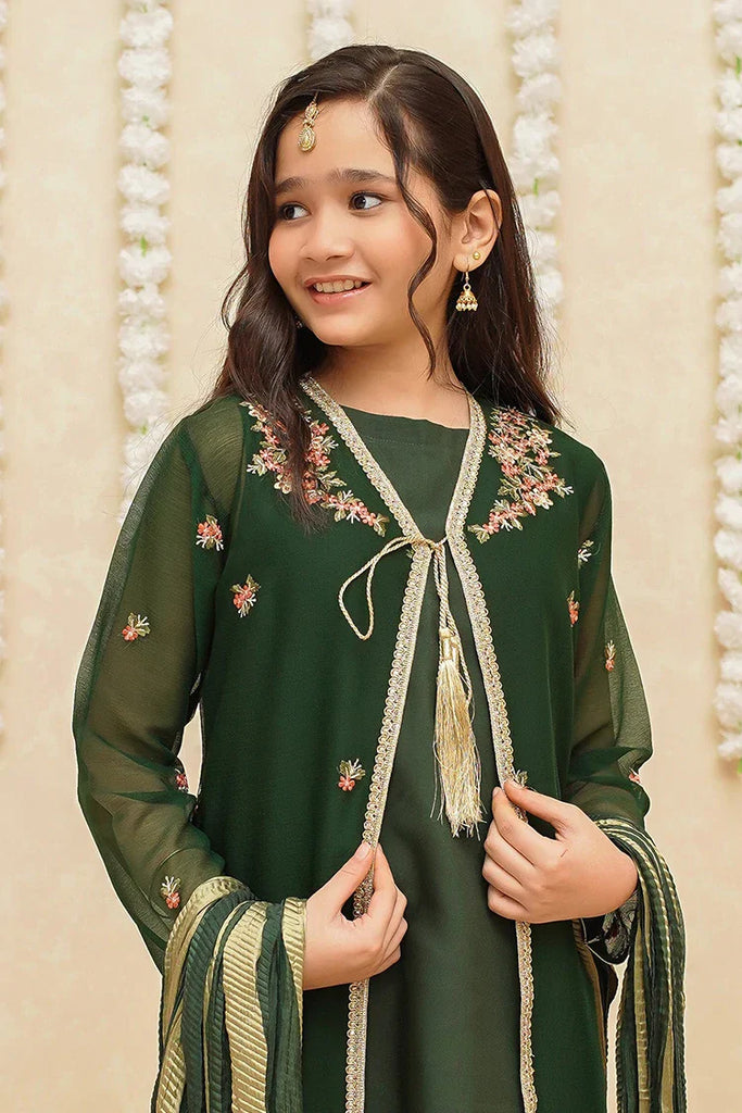 Chiffon 3 Piece Green Suit | 8765