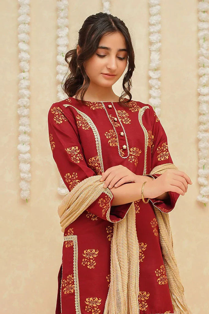 Rawsilk 3 Piece Maroon Suit | 8935