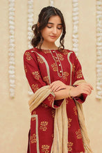 Load image into Gallery viewer, Rawsilk 3 Piece Maroon Suit | 8935