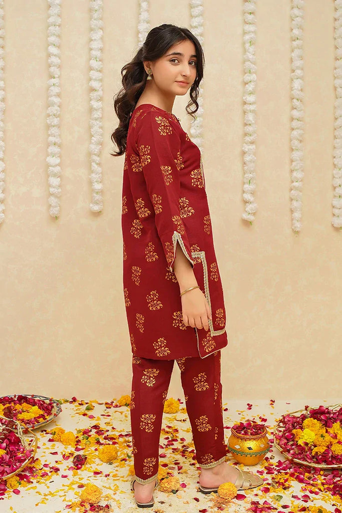 Rawsilk 3 Piece Maroon Suit | 8935