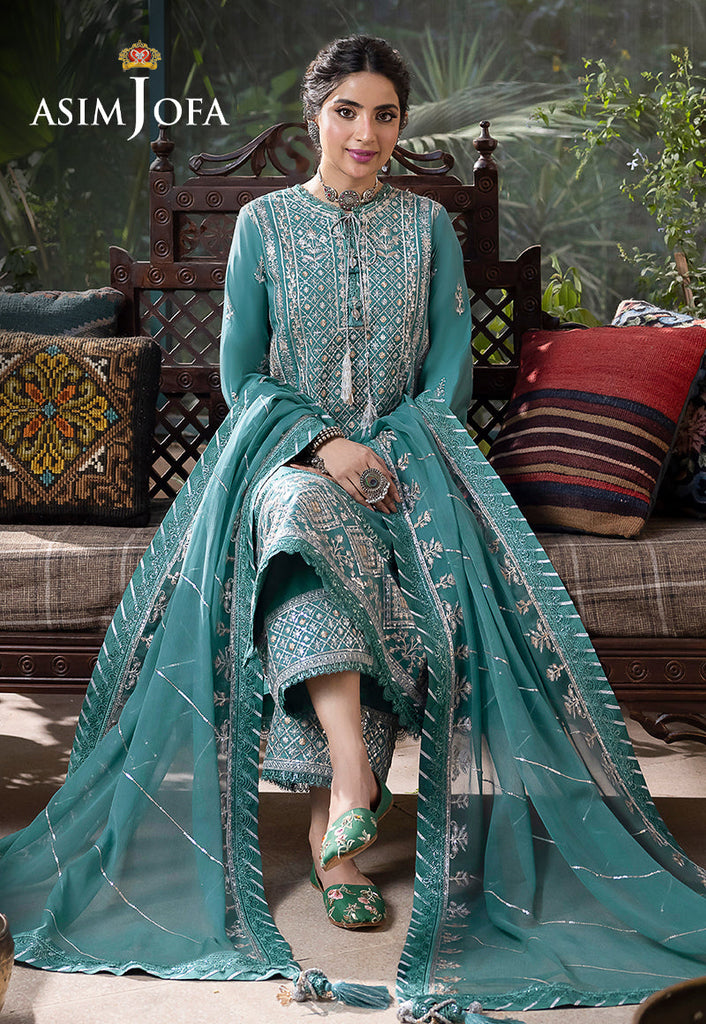 AJSW-28 EMBROIDERED LAWN SILK 3 PCS