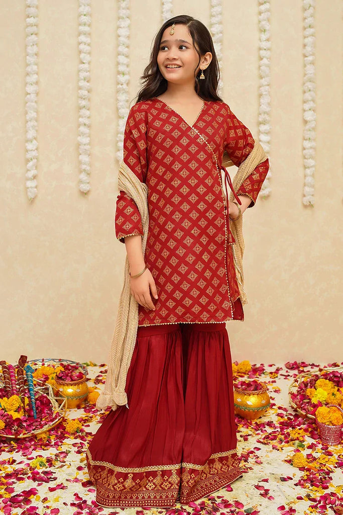 Rawsilk 3 Piece Maroon Suit | 9005