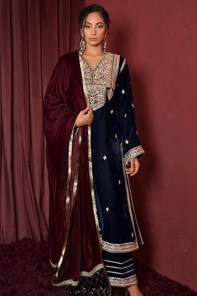 Threads & Motifs - 3 PC Velvet Collection 2024 - 9110