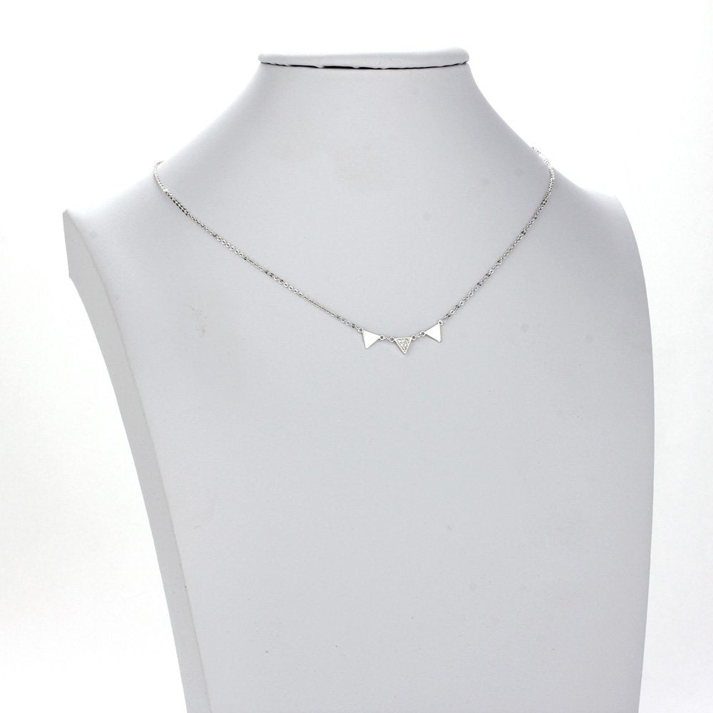 AGN0020 - Sparkling Silver Plated Triangle Necklace