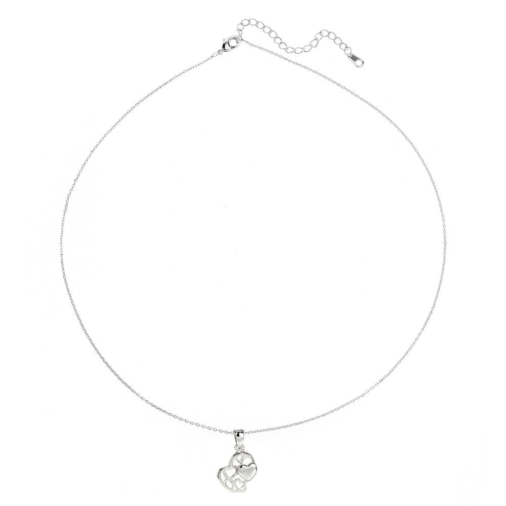 AGN0023 - Sparkling Silver Plated Heart Necklace