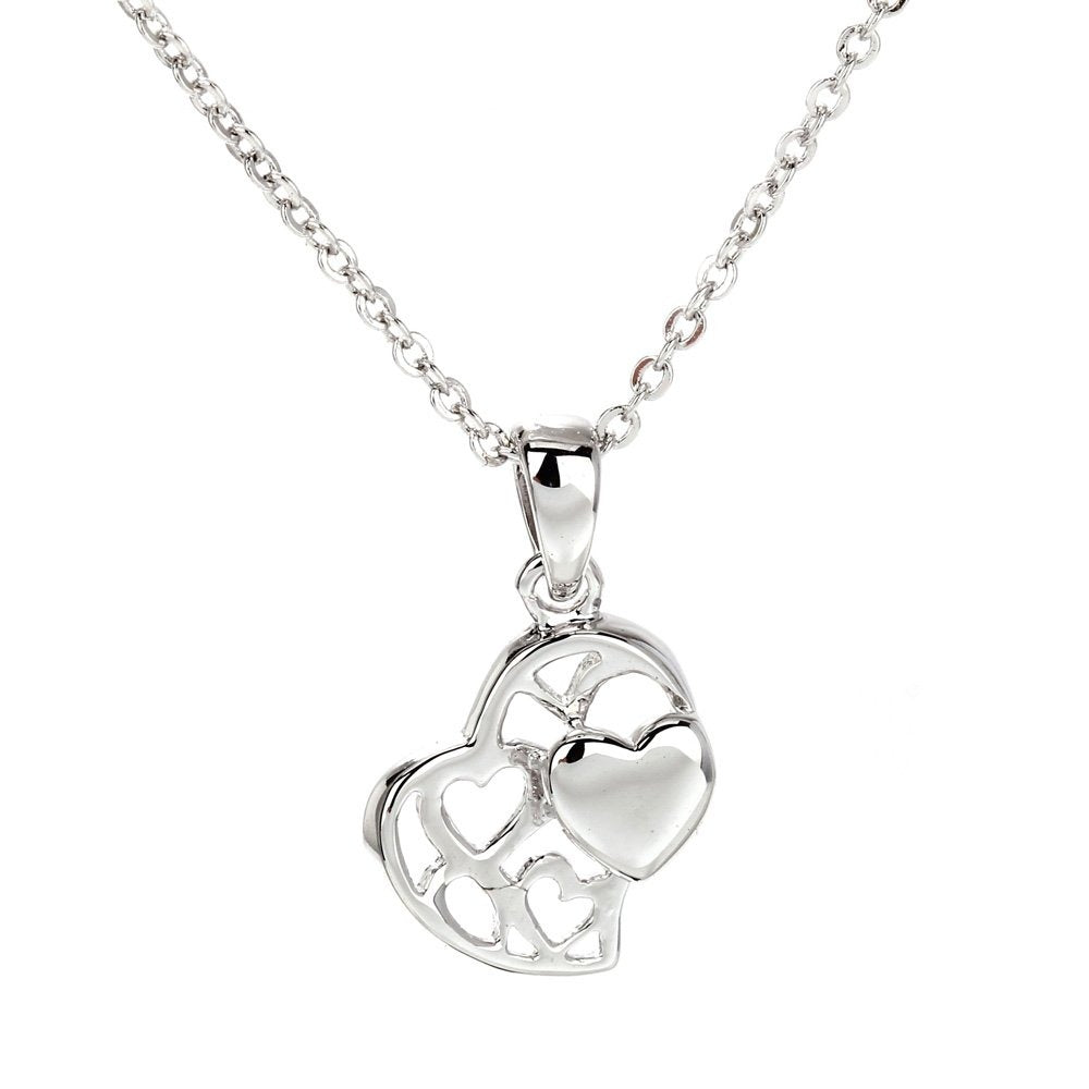 AGN0023 - Sparkling Silver Plated Heart Necklace