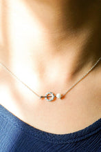 Load image into Gallery viewer, AGN0045 - Silver Crystal Pearl Circle &amp; Arrow Necklace