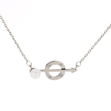 Load image into Gallery viewer, AGN0045 - Silver Crystal Pearl Circle &amp; Arrow Necklace